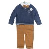 G10993TOD: Boys Knitted Jumper, Shirt With Bow Tie & Pant Outfit (2-4 Years)